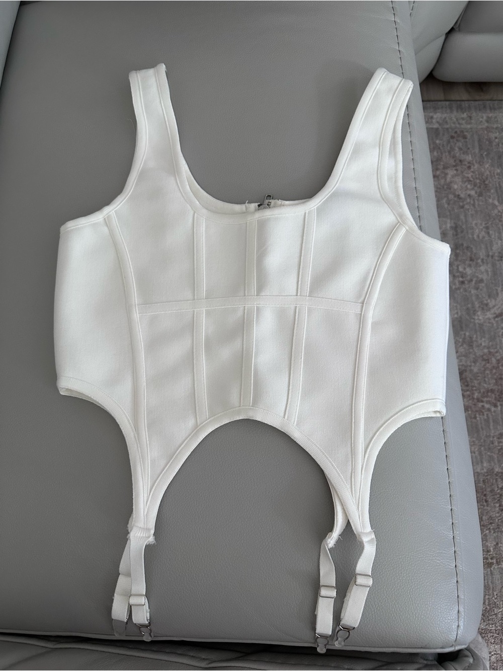 PrettyLittleThing White Corset Garter Tank
